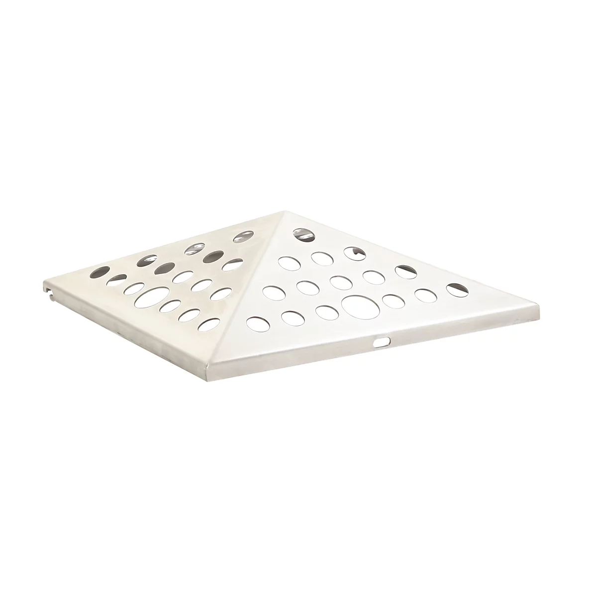 V-Deel deksel voor piramide asbak prullenbak, open, piramidevormig, roestvrij staal, B 365 x D 345 x H 95 mm, roestvrij staal