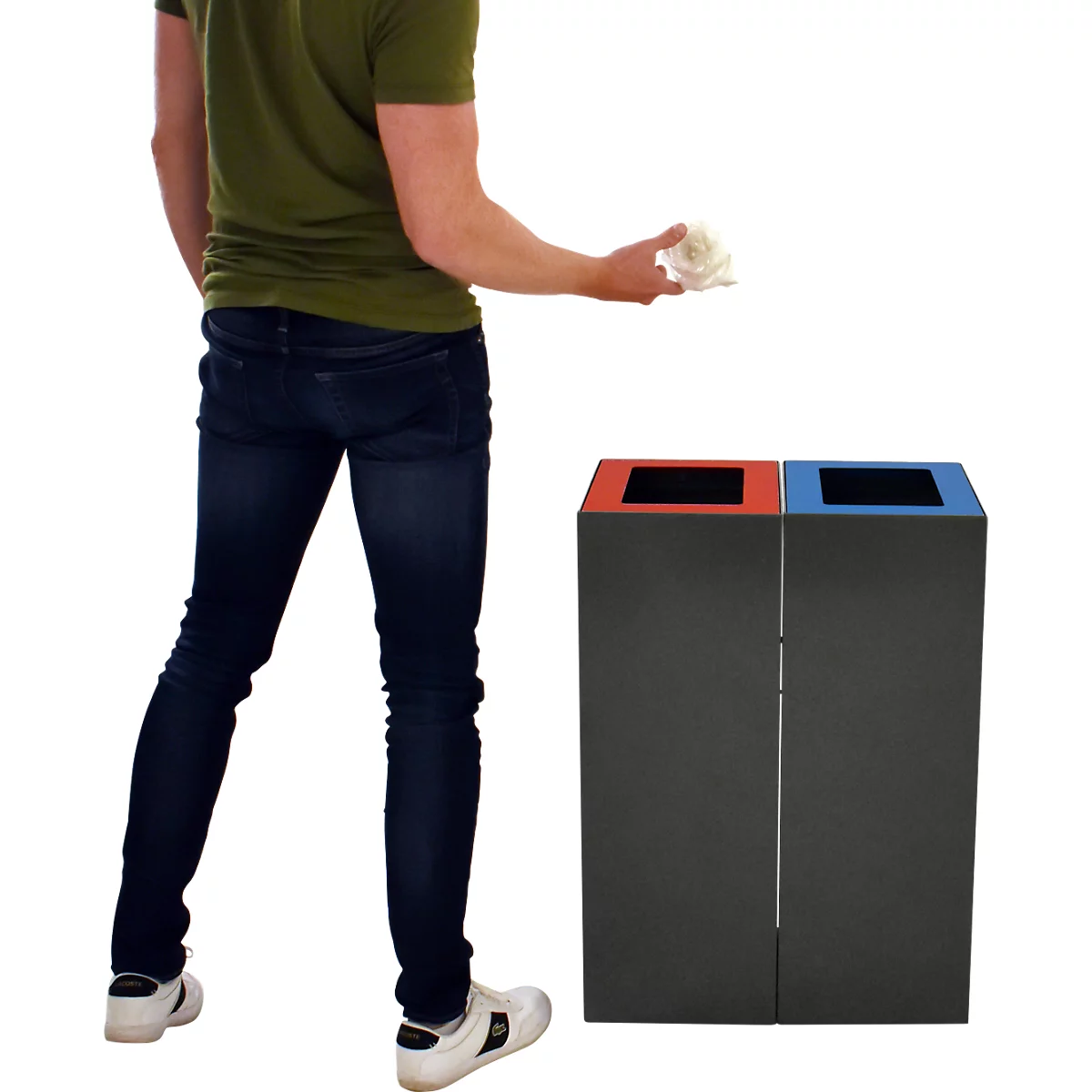 V-Part Système modulaire de tri des déchets, 60 litres, acier peint époxy, L 263 x P 335 x H 700 mm, gris foncé