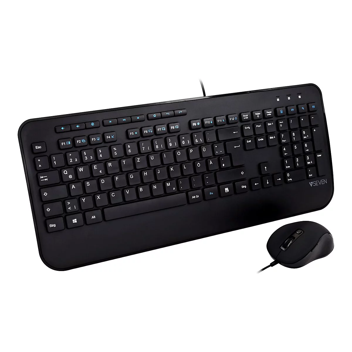 V7 CKU300DE - Tastatur-und-Maus-Set - USB - QWERTZ - Deutsch - Schwarz