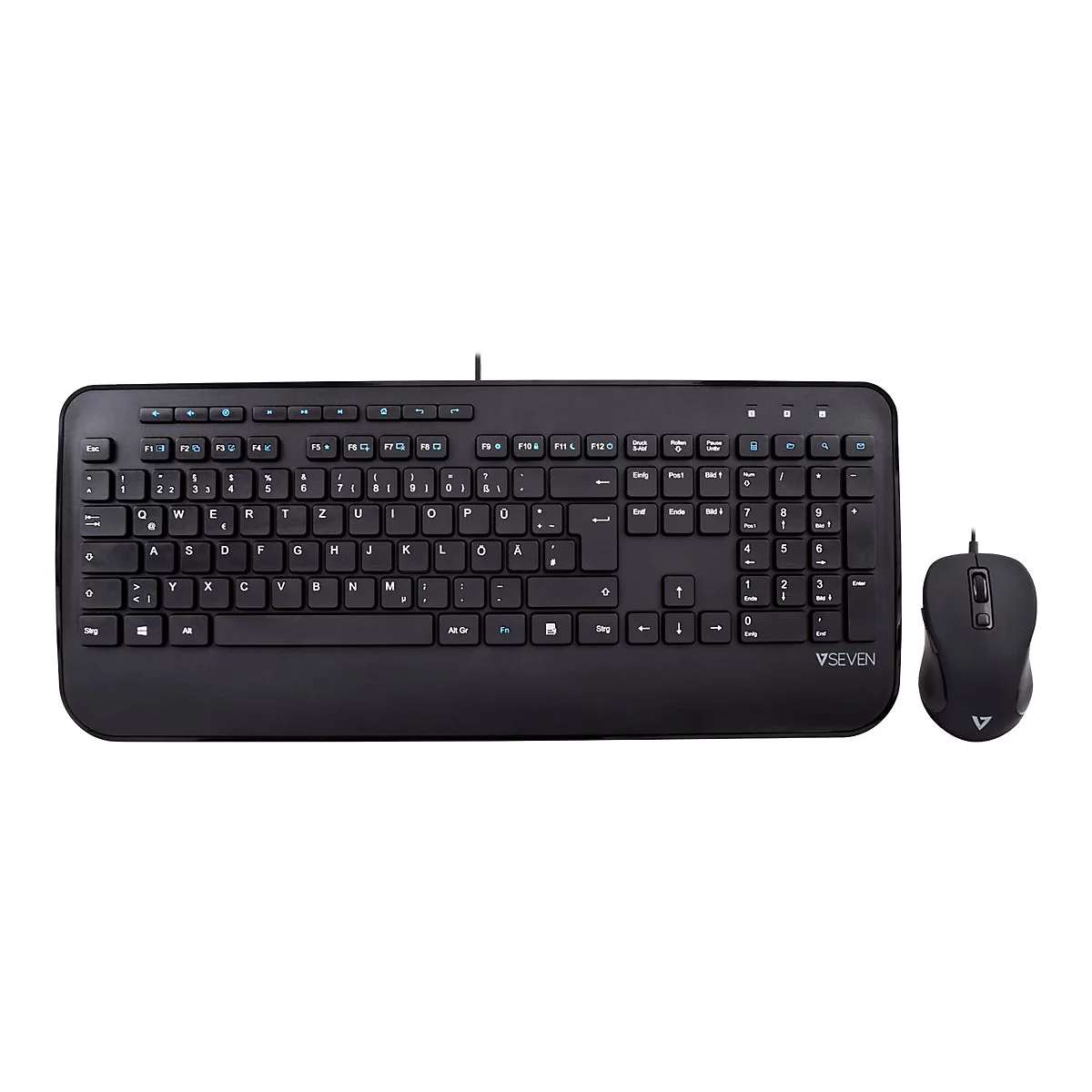 V7 CKU300DE - Tastatur-und-Maus-Set - USB - QWERTZ - Deutsch - Schwarz