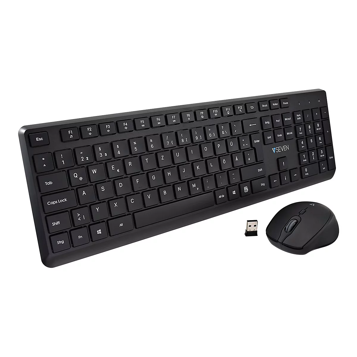 V7 CKW350DE - Tastatur-und-Maus-Set - full size - kabellos - 2.4 GHz - QWERTZ