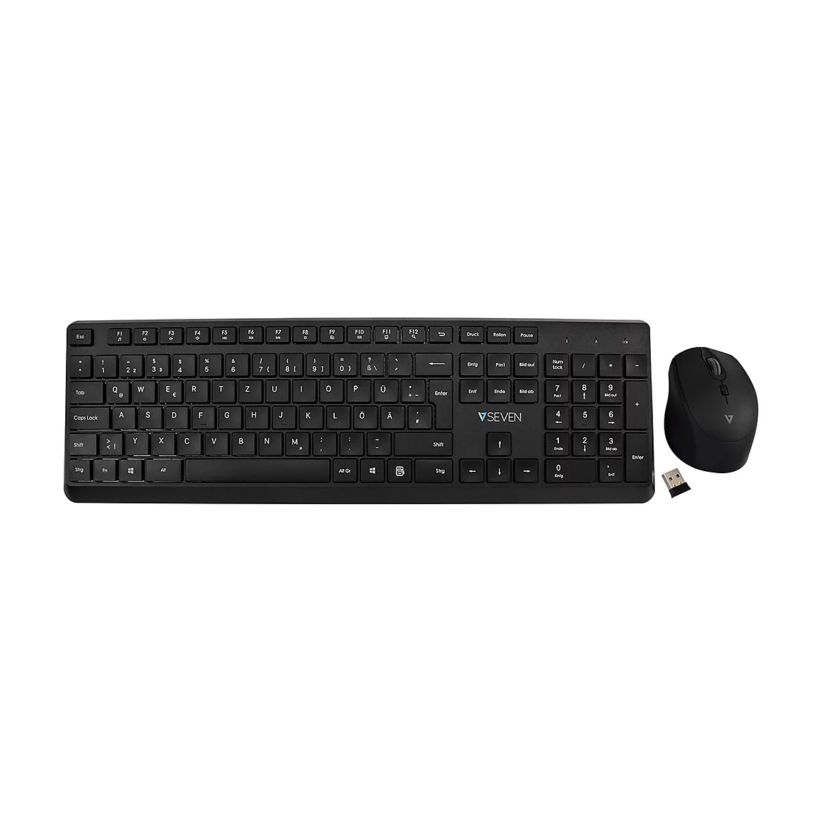 V7 CKW350DE - Tastatur-und-Maus-Set - full size - kabellos - 2.4 GHz - QWERTZ