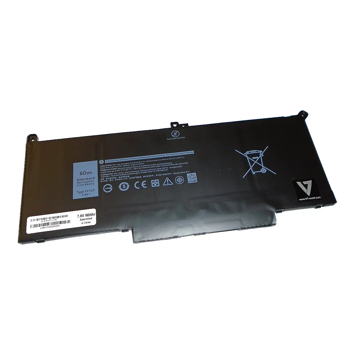 V7 D-F3YGT-V7E - Laptop-Batterie (gleichwertig mit: Dell DM3WC, Dell F3YGT, Dell 2X39G, Dell 0F3YGT, Dell 451-BBYE) - Lithium-Ionen - 4 Zellen - 7894 mAh - 60 Wh