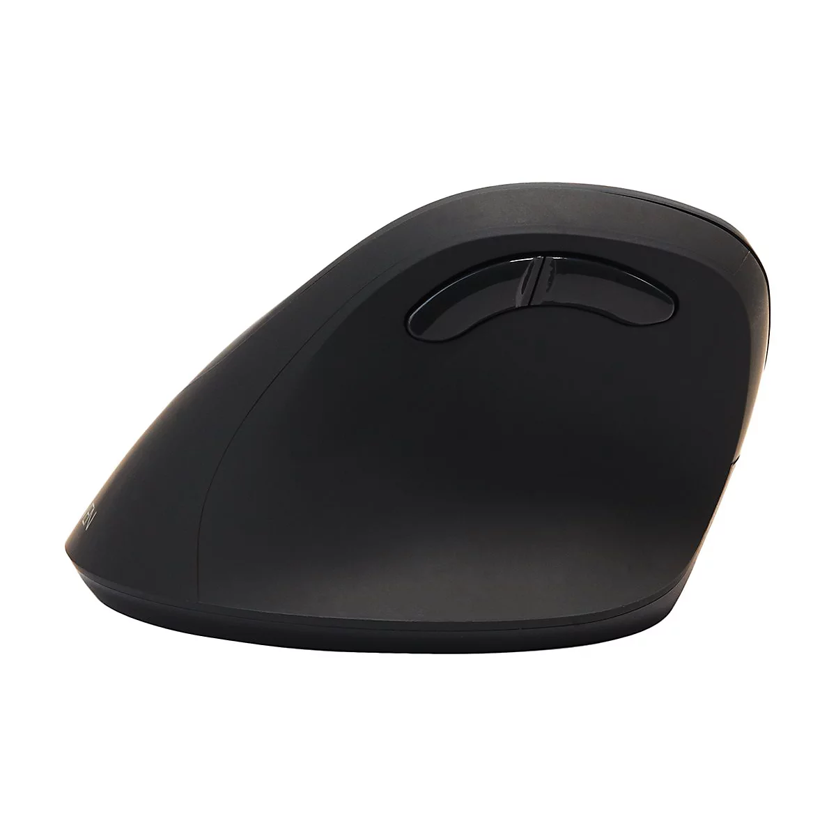Schwarze ergonomische Maus. Zwei KnÃ¶pfe oben, ein geneigtes Design.
