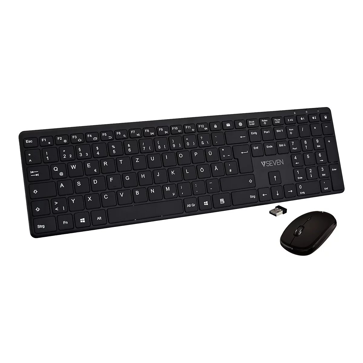 V7 - Tastatur-und-Maus-Set - Slim - kabellos - Bluetooth, 2.4 GHz - QWERTZ
