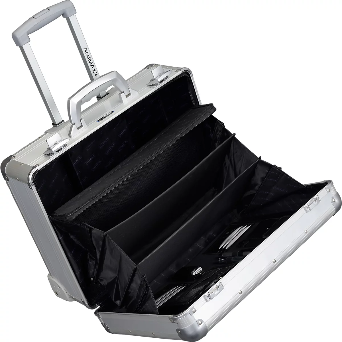 Valise d’affaires GALAXY ALUMAXX, avec poignée et roulettes, 1 compartiment, argent