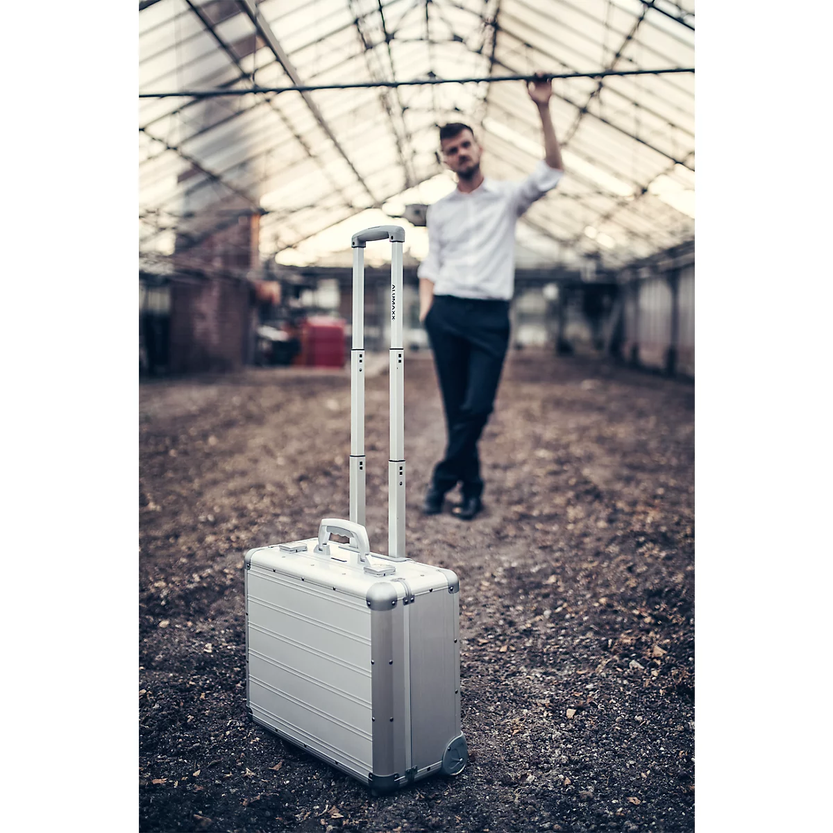 Valise d’affaires GALAXY ALUMAXX, avec poignée et roulettes, 1 compartiment, argent