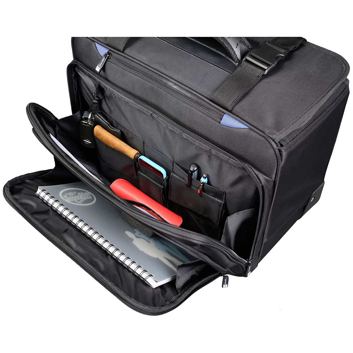 Valise de pilote Pioneer LIGHTPAK, avec poignée et roulettes, polyester, noir