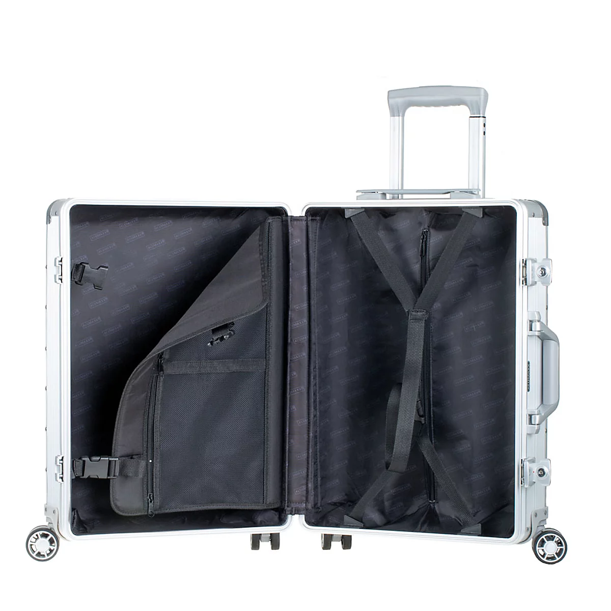 Valise de voyage à roulettes, aluminium, système télescopique, serrures TSA, doubles roulettes 360°, l. 400 x P 200 x H 540 mm