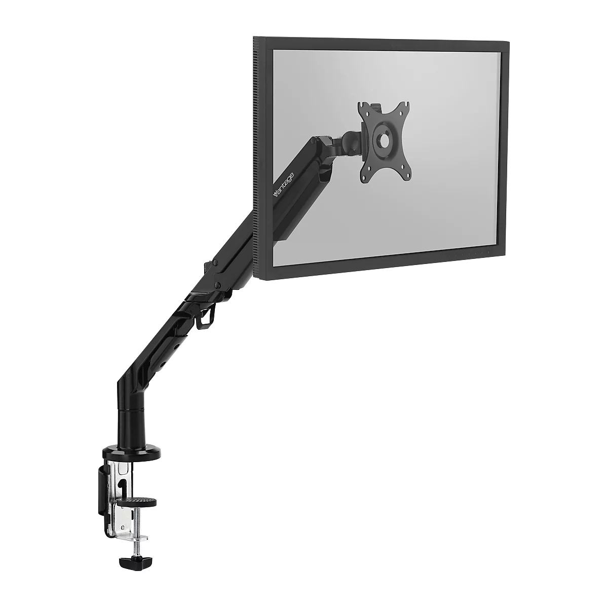Vantage Premium enkele monitorarm, tot 36', 3-12 kg, in hoogte/diepte verstelbaar, kantelfunctie, VESA, zwart