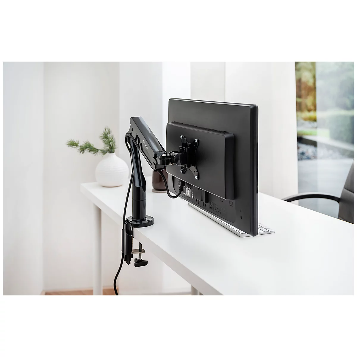 Vantage Premium enkele monitorarm, tot 36', 3-12 kg, in hoogte/diepte verstelbaar, kantelfunctie, VESA, zwart