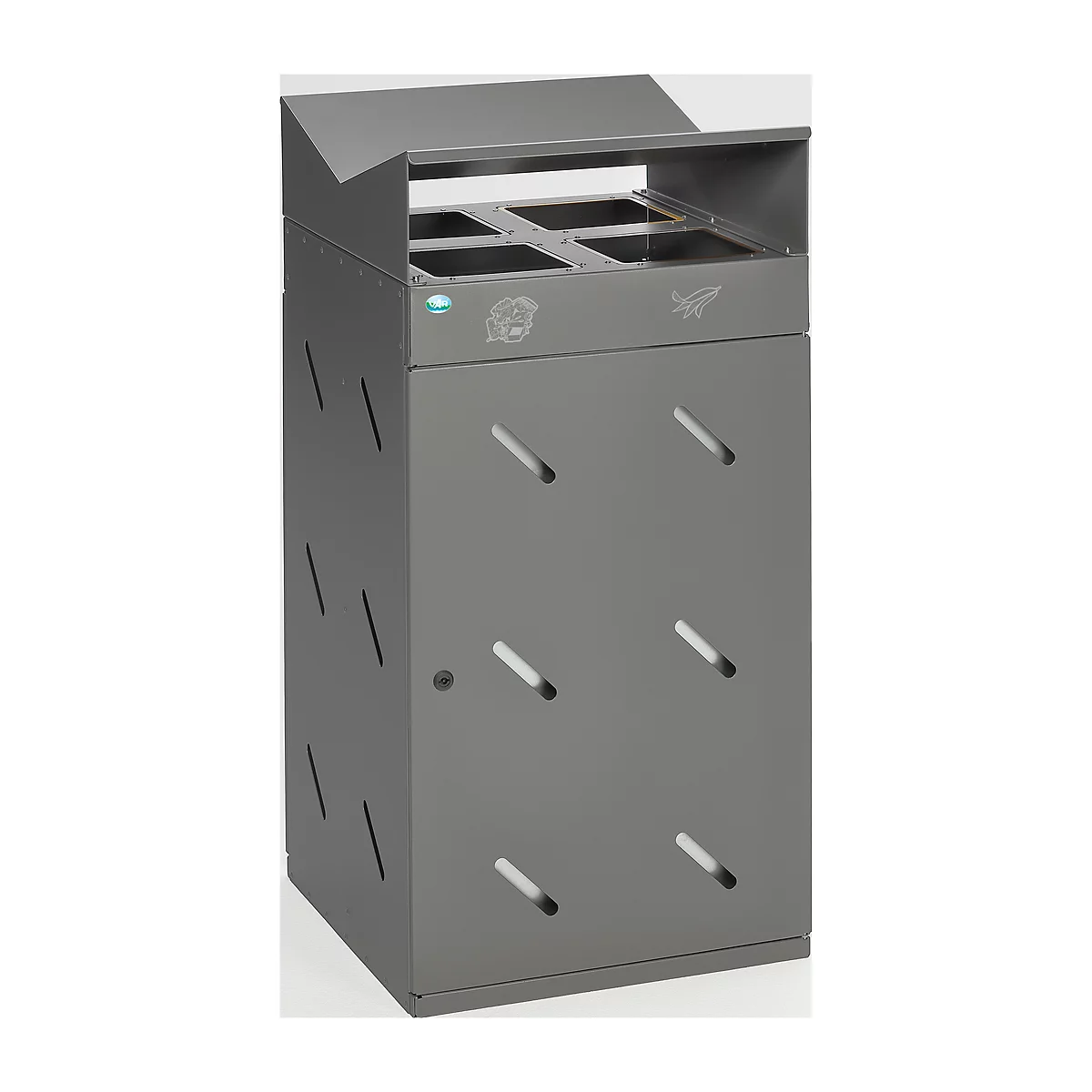 VAR afvalsorteerstation, 4-voudig, ijzerglans