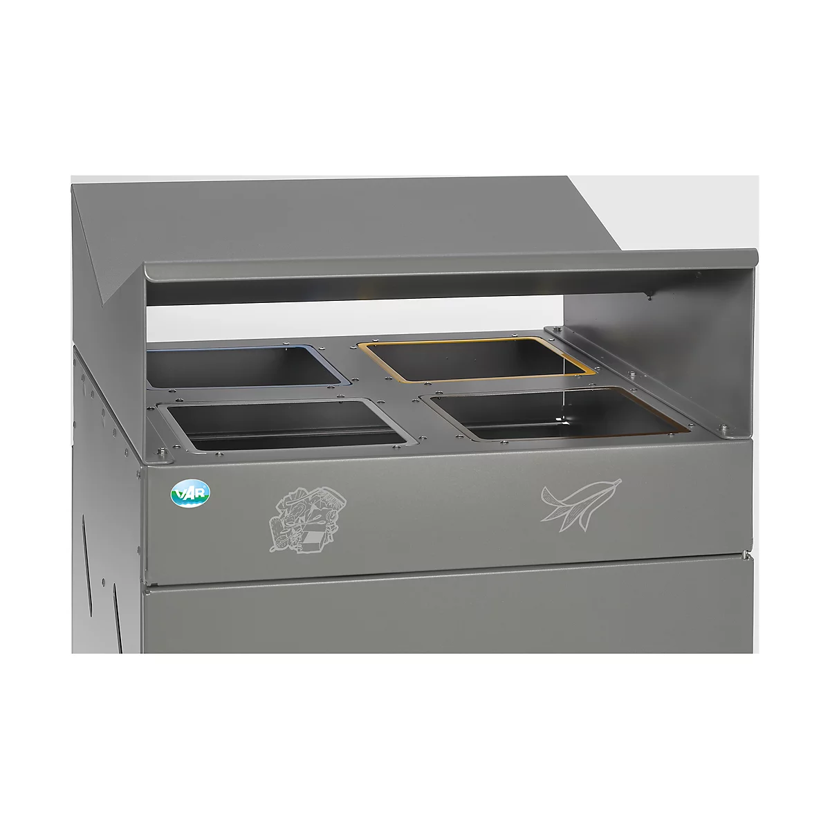 VAR afvalsorteerstation, 4-voudig, ijzerglans