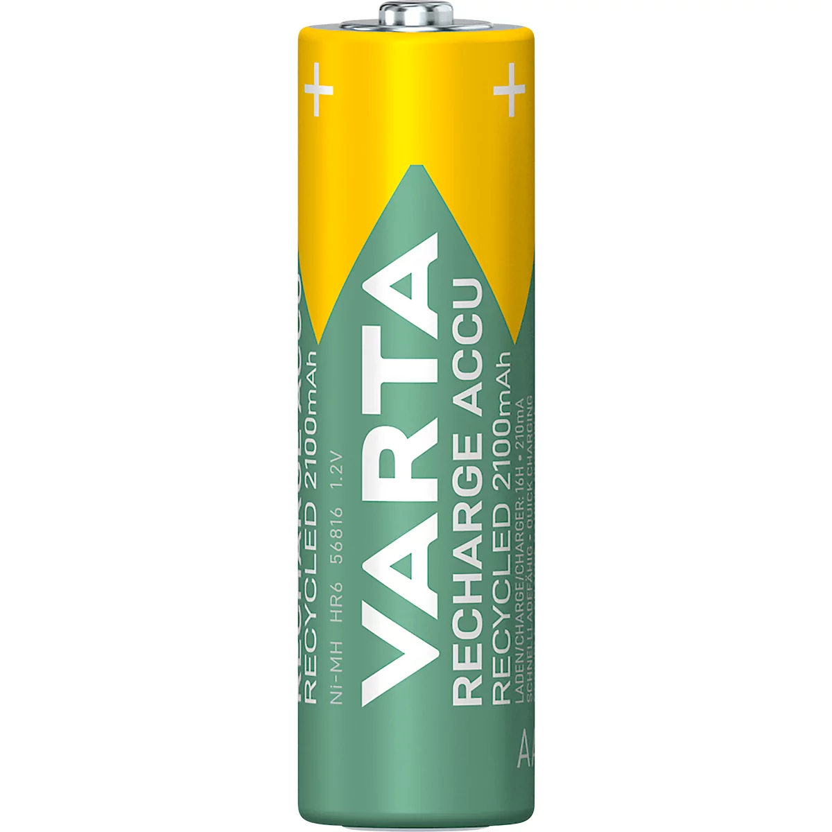 VARTA Akku Recycled Blister 2, wiederaufladbar, 2100mAh, AA, 2 Stück