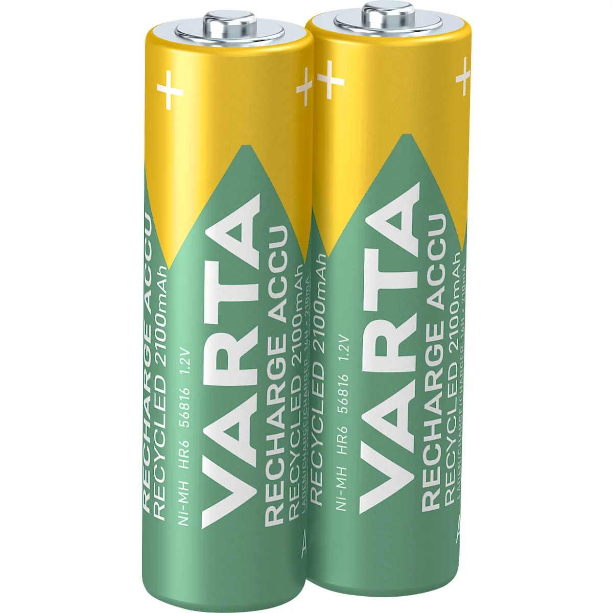 VARTA Akku Recycled Blister 2, wiederaufladbar, 2100mAh, AA, 2 Stück