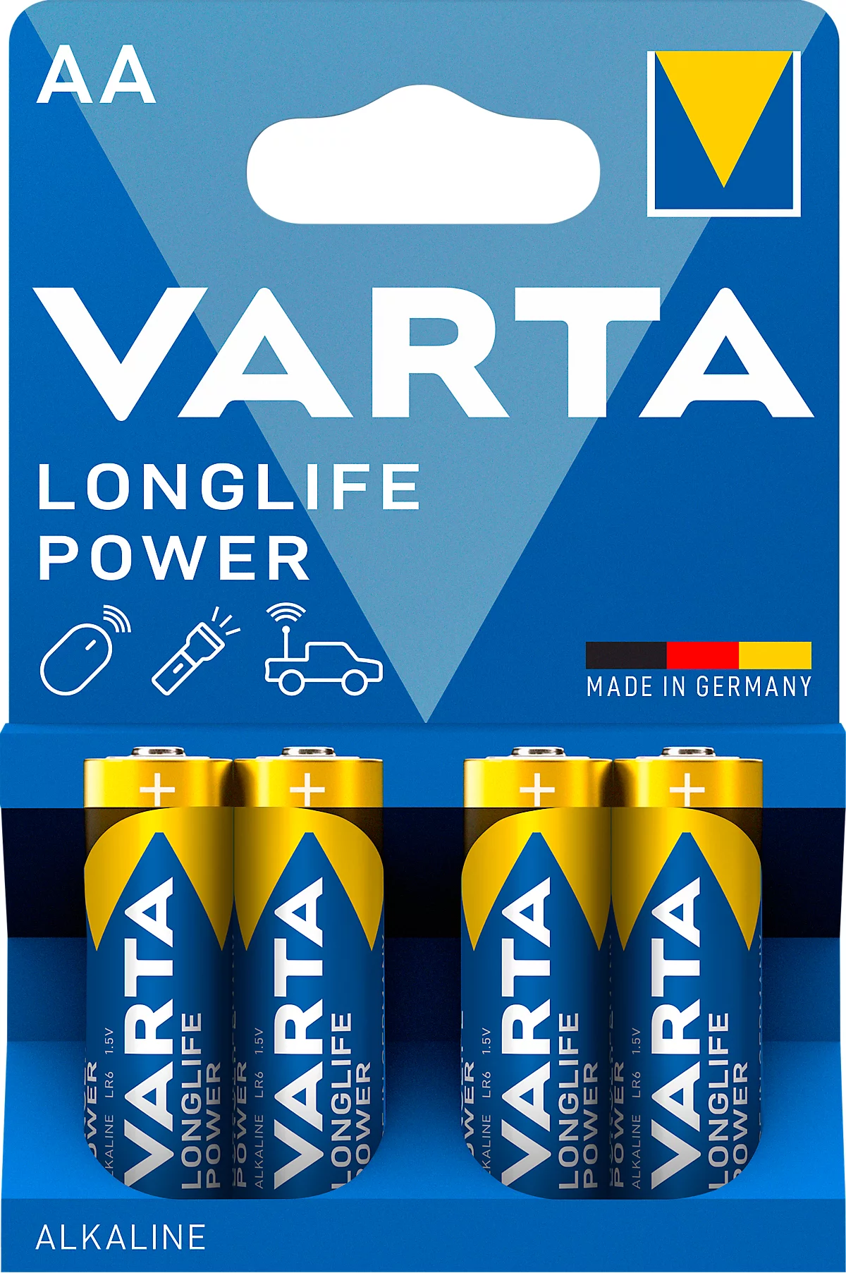 VARTA Batterien Longlife Power, Spannung 1,5 V, besonders langlebig, Mignon AA, 4 Stück