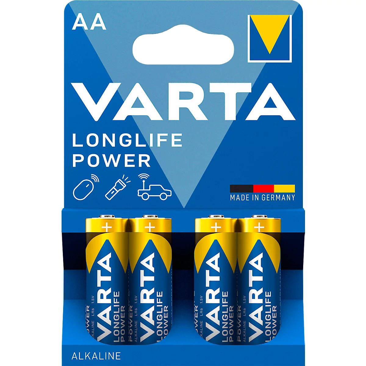 VARTA Batterien Longlife Power, Spannung 1,5 V, besonders langlebig, Mignon AA, 4 Stück