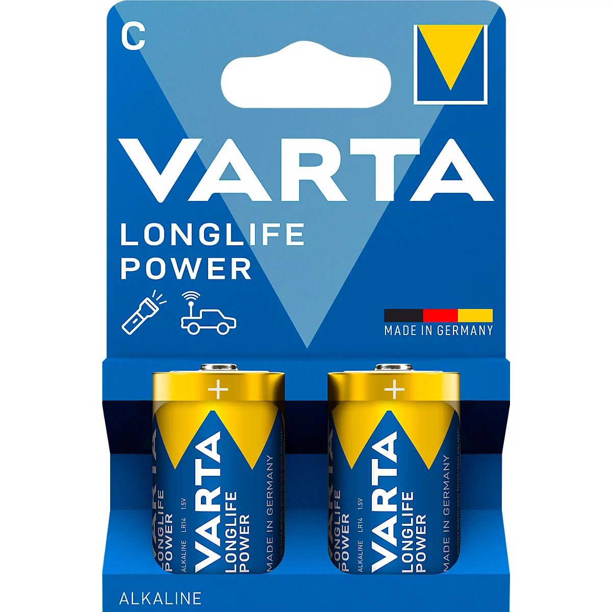 VARTA batterijen Longlife Power, spanning 1,5 V, extra lange levensduur, Baby C, 2 stuks