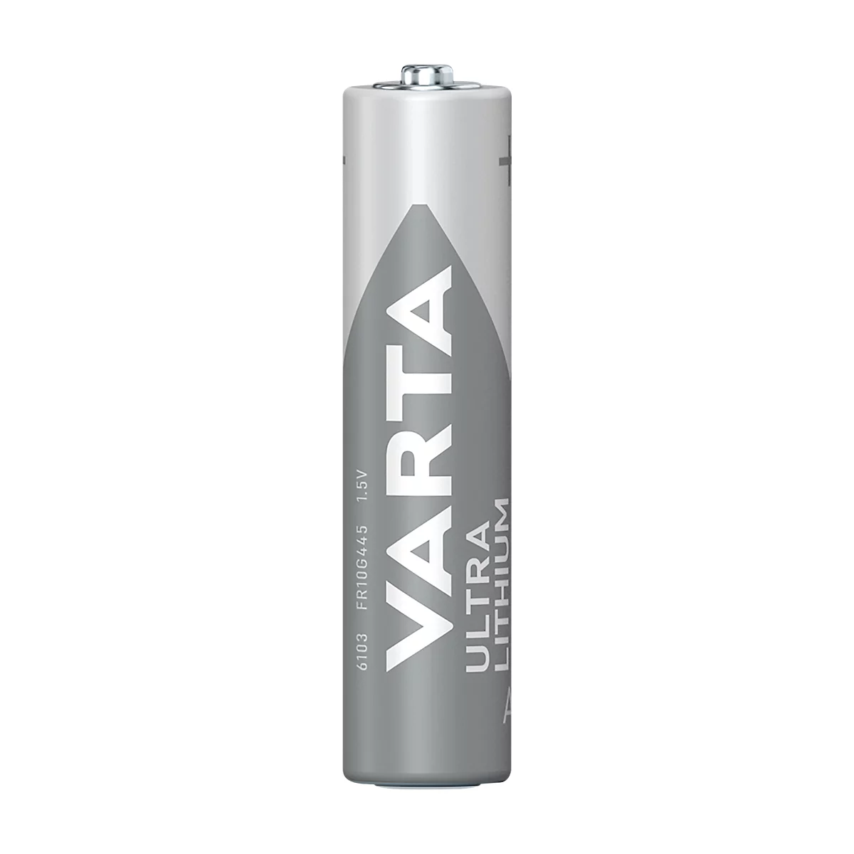 A gray battery, with white lettering: VARTA, Ultra Lithium.