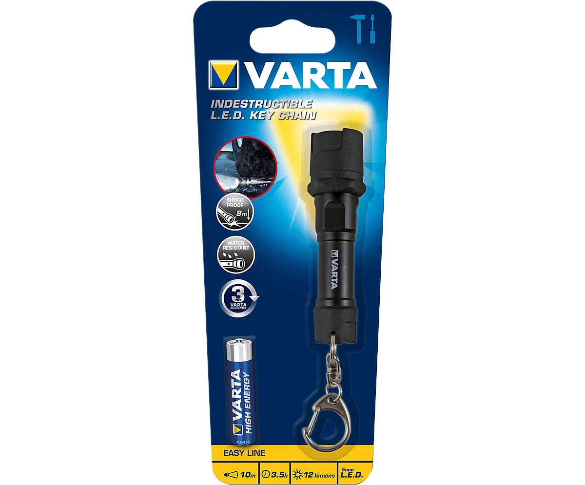 Varta LED-Taschenlampe Indestructible Key Chain, 1AAA Batterien, 12 Lumen