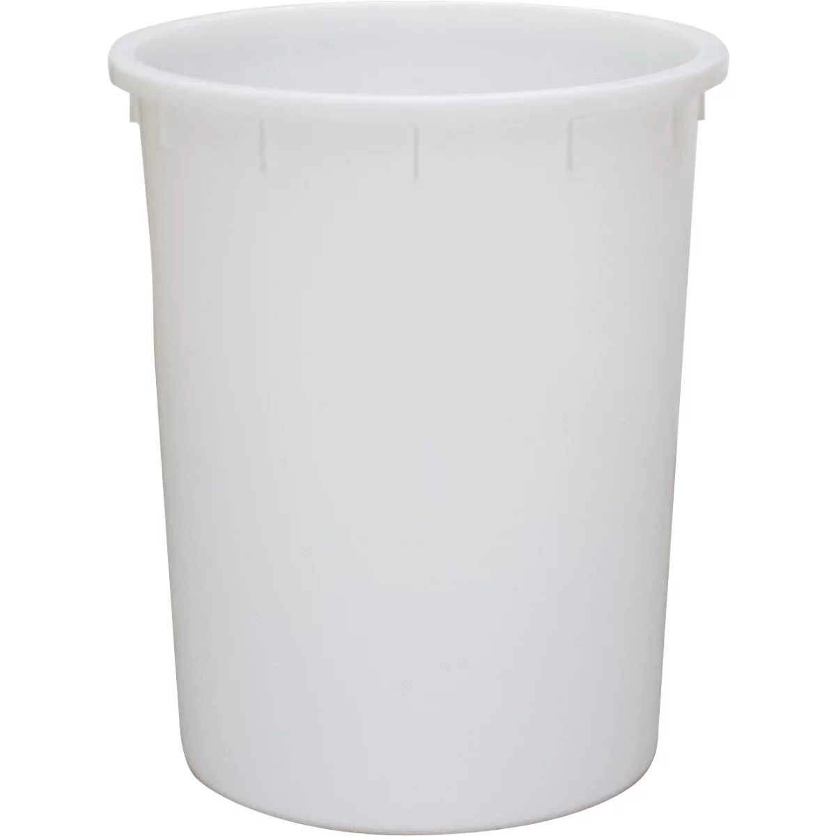 Witte cilindrische vuilnisbak met rand.