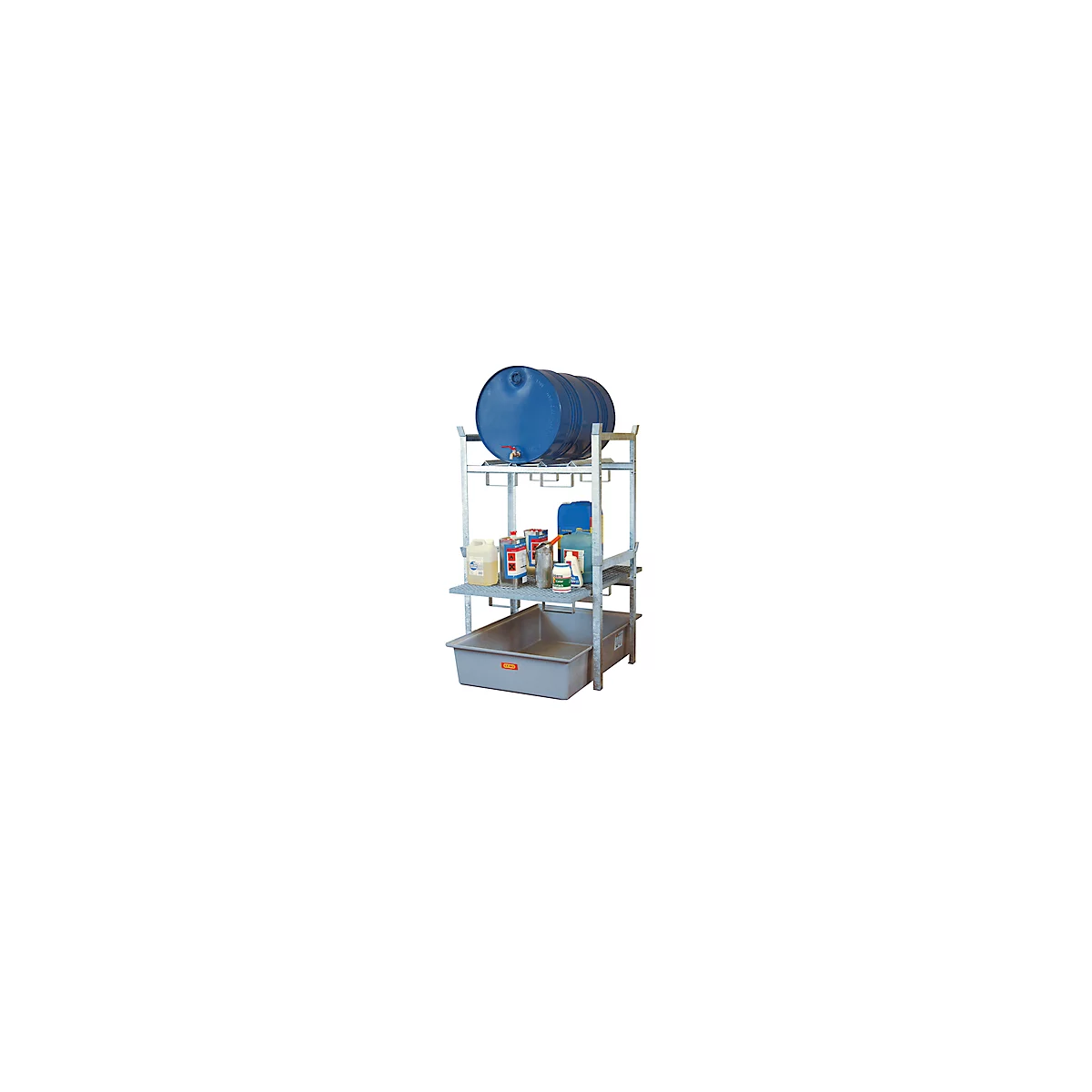 Vatenrek type 400 variant 3 CEMO, opvangbak, trommel- en roosterhouder, L 990 x B 1280 x H 1620 mm
