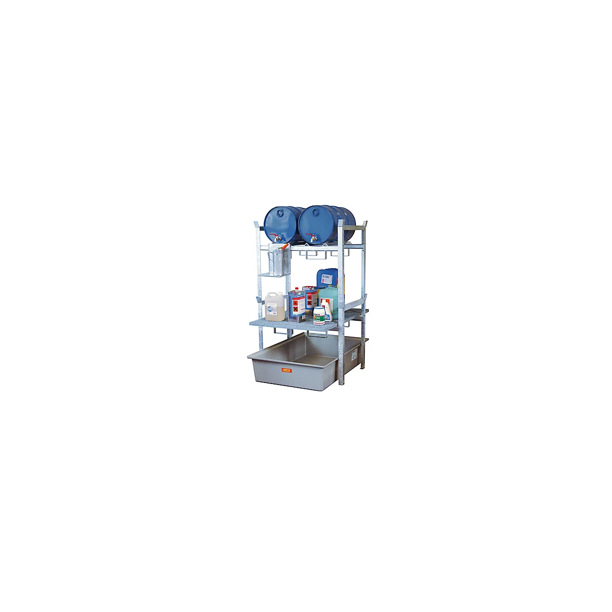 Vatenrek type 400 variant 3 CEMO, opvangbak, trommel- en roosterhouder, L 990 x B 1280 x H 1620 mm