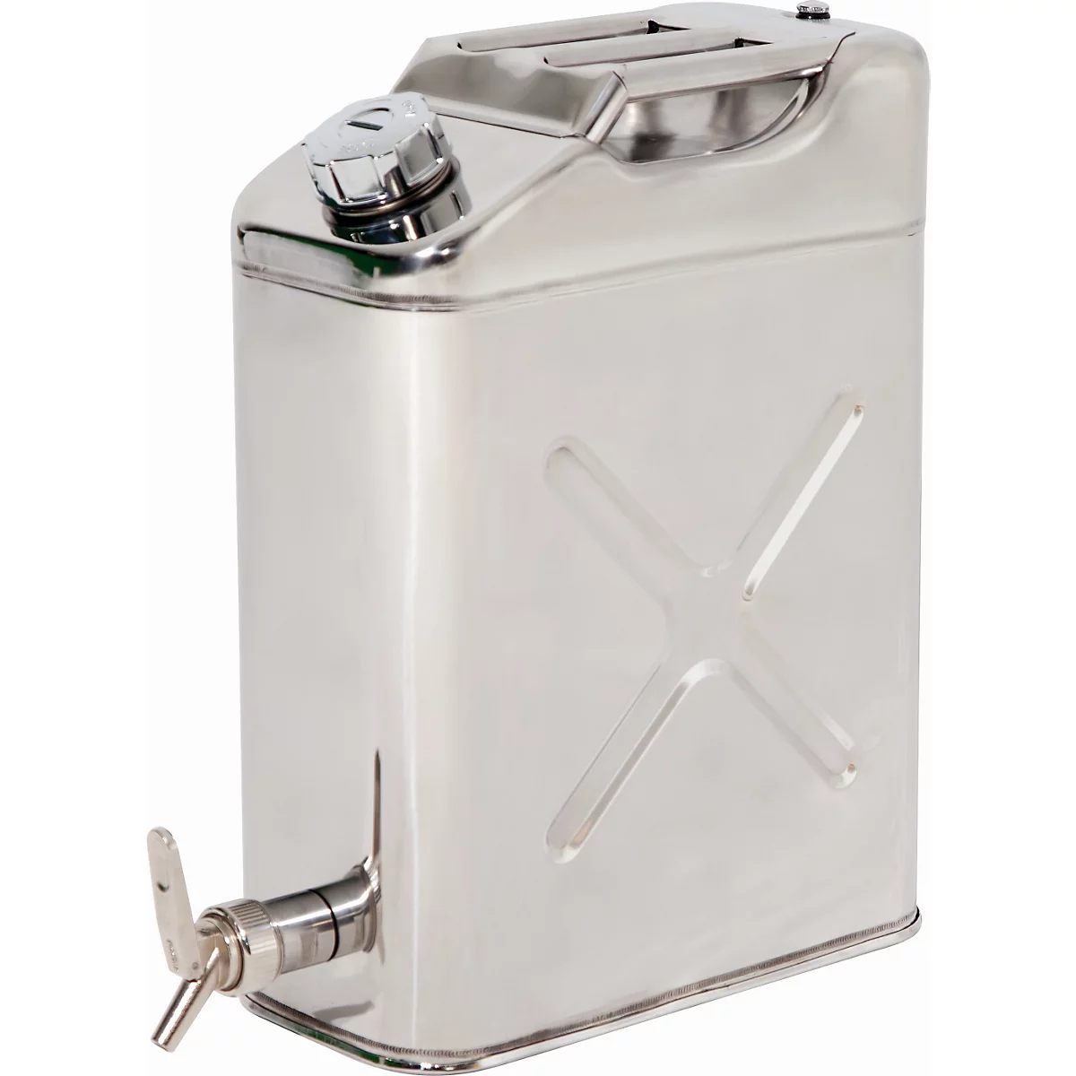 Veiligheidscontainer, roestvrij staal 1.4301 gepolijst, 20 l, B 170 x D 445 x H 470 mm, schroefdeksel, ontluchtingsventiel