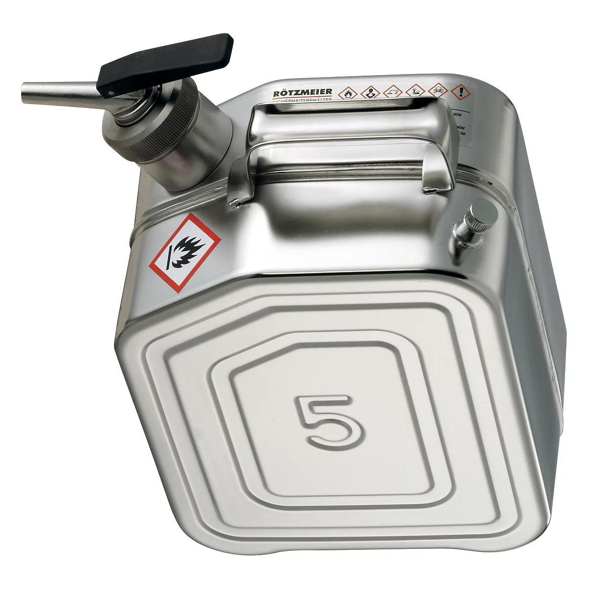 Veiligheidsjerrycan van rvs, 5 l, B 130 x D 200 x H 310 mm