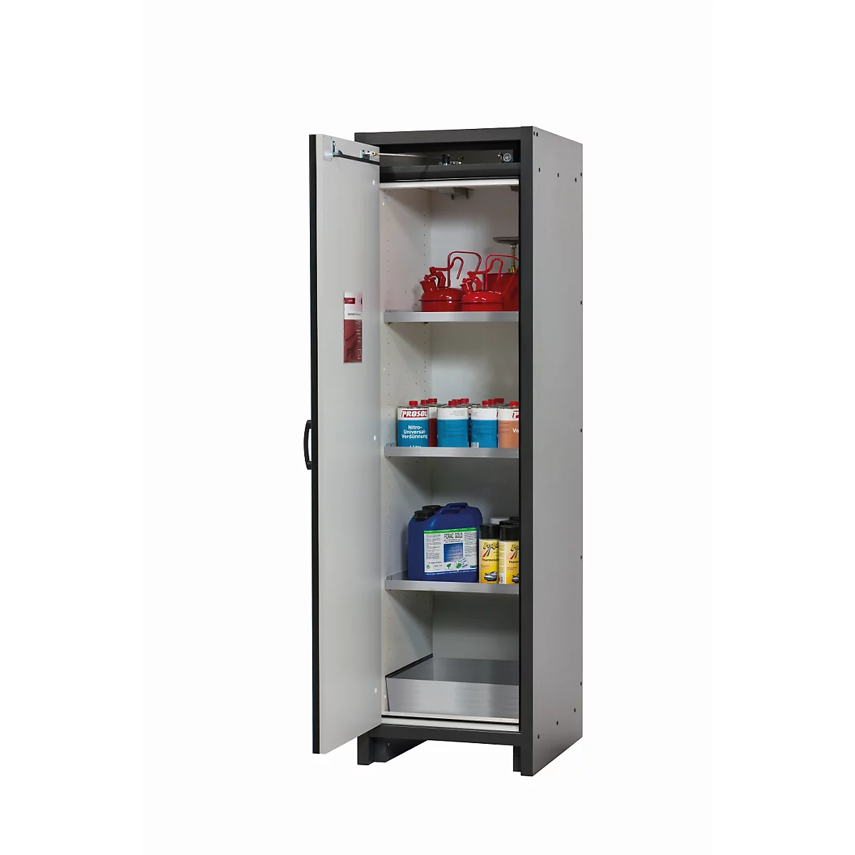 Veiligheidskast type 30 asecos Q-CLASSIC-30, scharnierende deur, links scharnierend, gentiaanblauw front, B 564 x D 620 x H 1947 mm