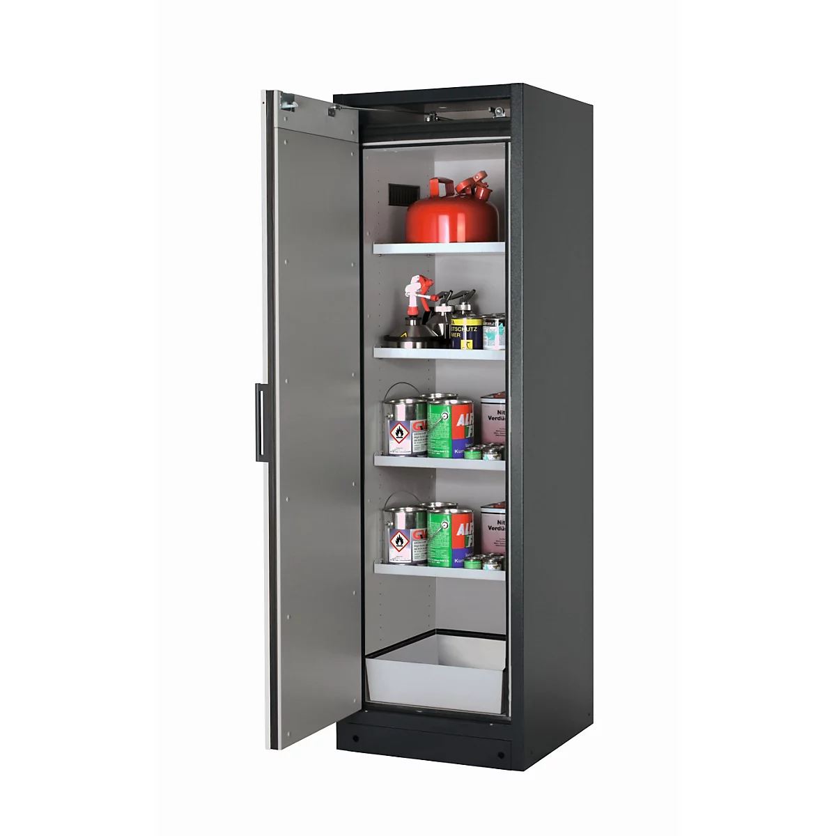 Veiligheidskast type 90 asecos Q-CLASSIC-90, scharnierende deur, links scharnierend, front lichtgrijs, B 599 x D 615 x H 1953 mm