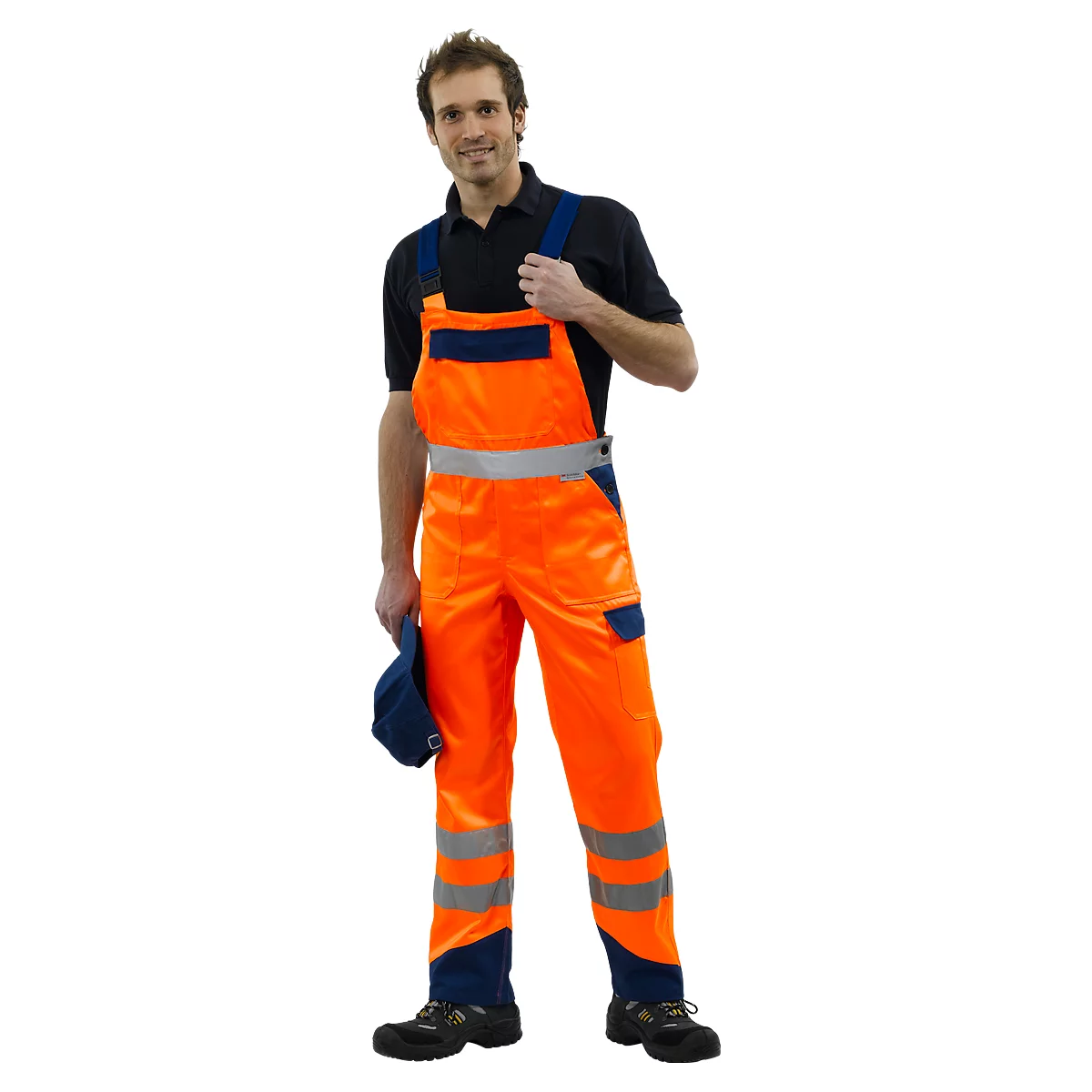 Veiligheidskleding-tuinbroek oranje/blauw m. 48