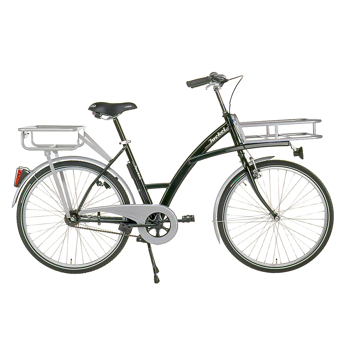 Vélo de transport, cadre en acier, avec porte-charges à roue avant, éclairage inclus, noir RAL 9005