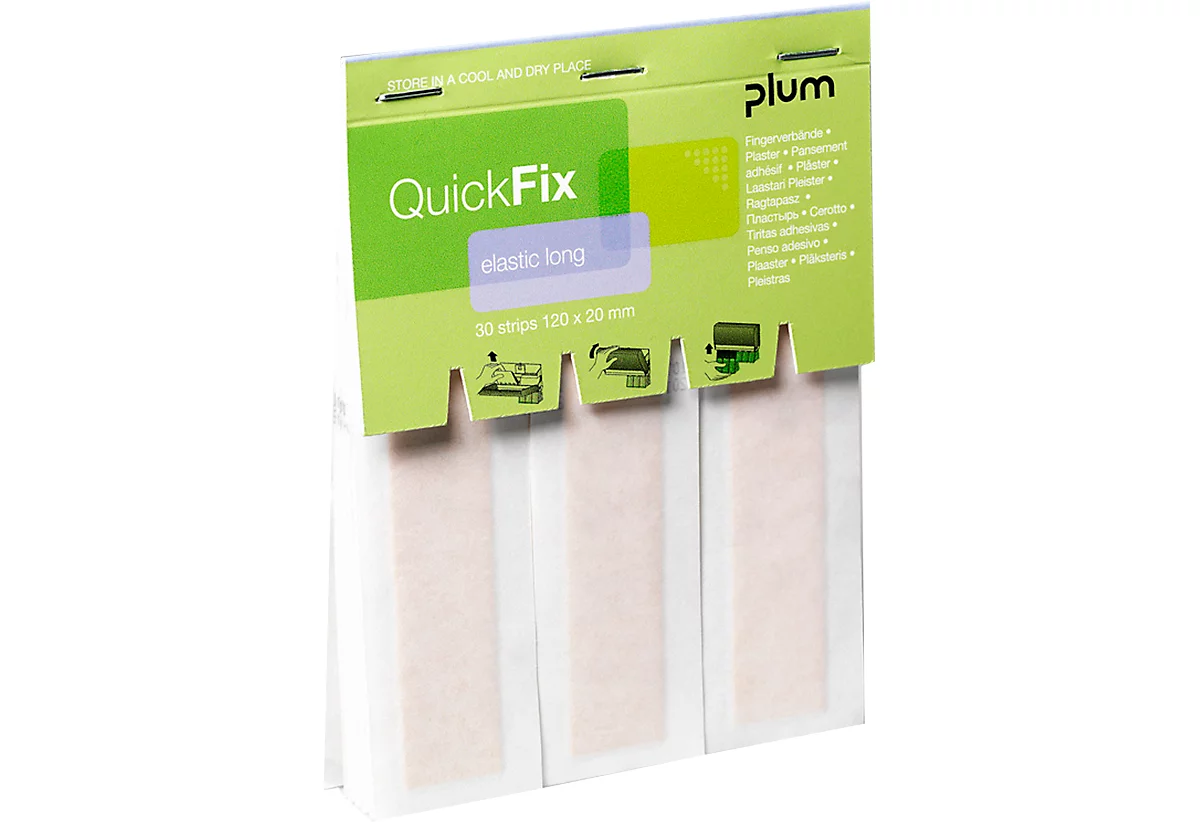 Vendas para dedos QuickFix Elastic Long, paquete de recambio con dispensador, transpirables, 6 x 30 piezas