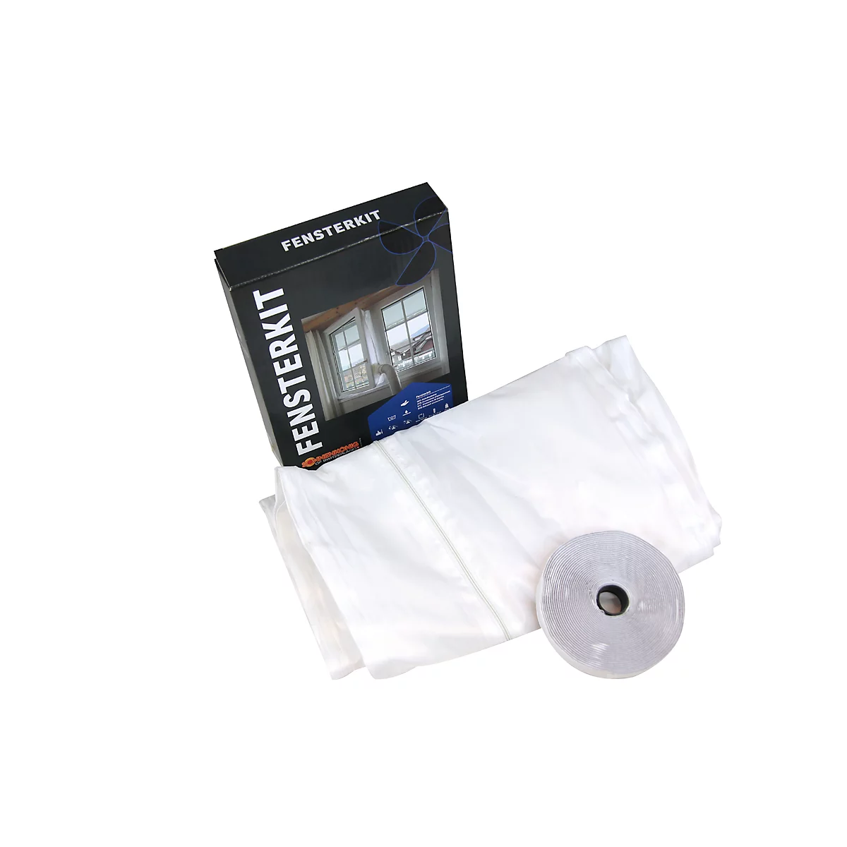 Vensterkit afzuiging, voor vensters tot 4 m, waterafstotend, wasbaar tot 40°, incl. klittenband, polyester, wit