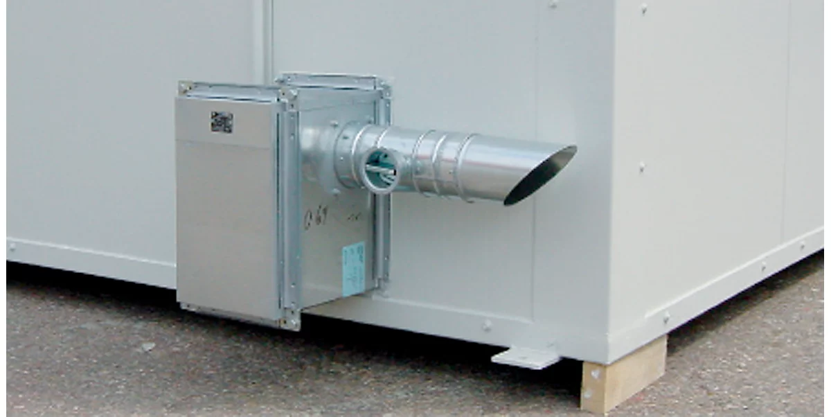 Ventilación técnica para el contenedor de sustancias peligrosas F-SAFE F90, a prueba de explosiones, IP 55, hasta 5 veces la tasa de intercambio de aire