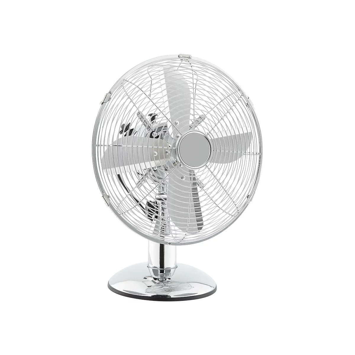 Ventilador de mesa de línea cromada, Ø 300 mm, H 450 mm, 3 velocidades, rodetes metálicos