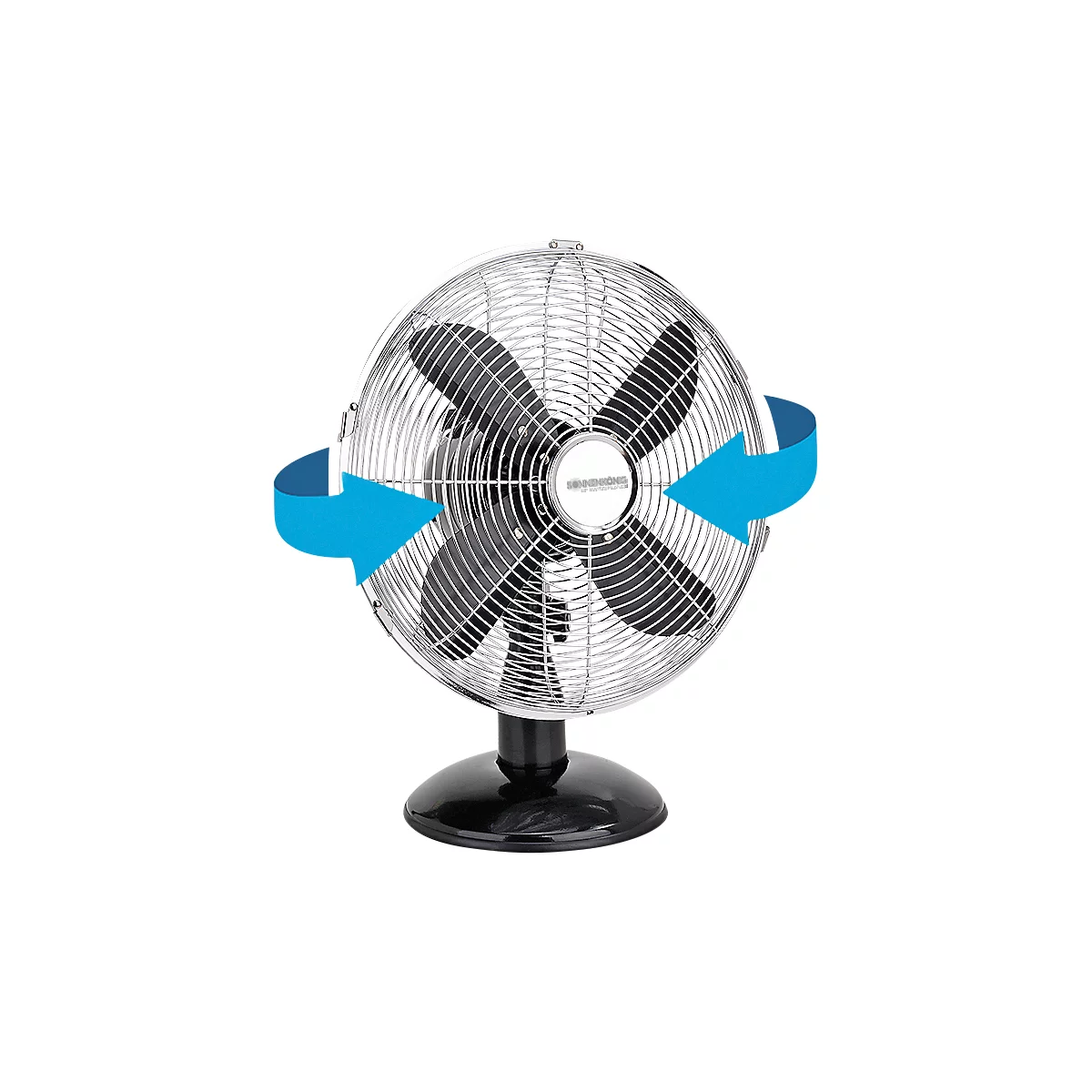 Ventilateur de table Metal Black 12', Ø 300 mm, 3 vitesses, pivotant, 35 W, noir/chromé
