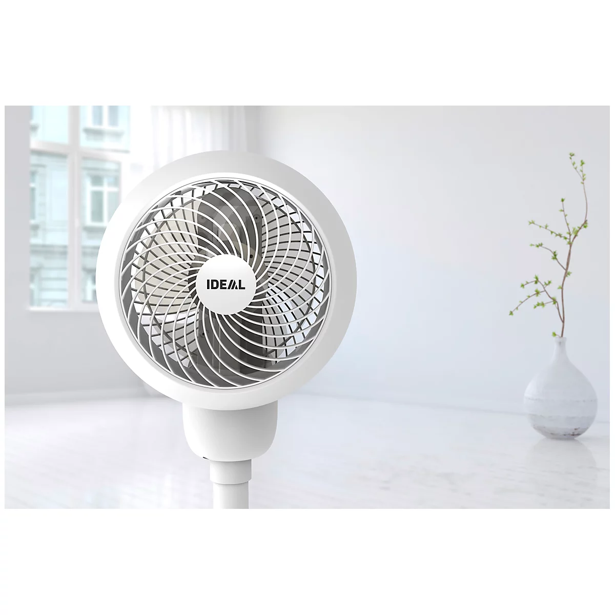 Ventilateur de table ou sur pied FAN1 IDEAL, , Ø 310 x H 532-905 mm, 4 vitesses, oscillation 90/60°, minuterie, télécommande, blanc