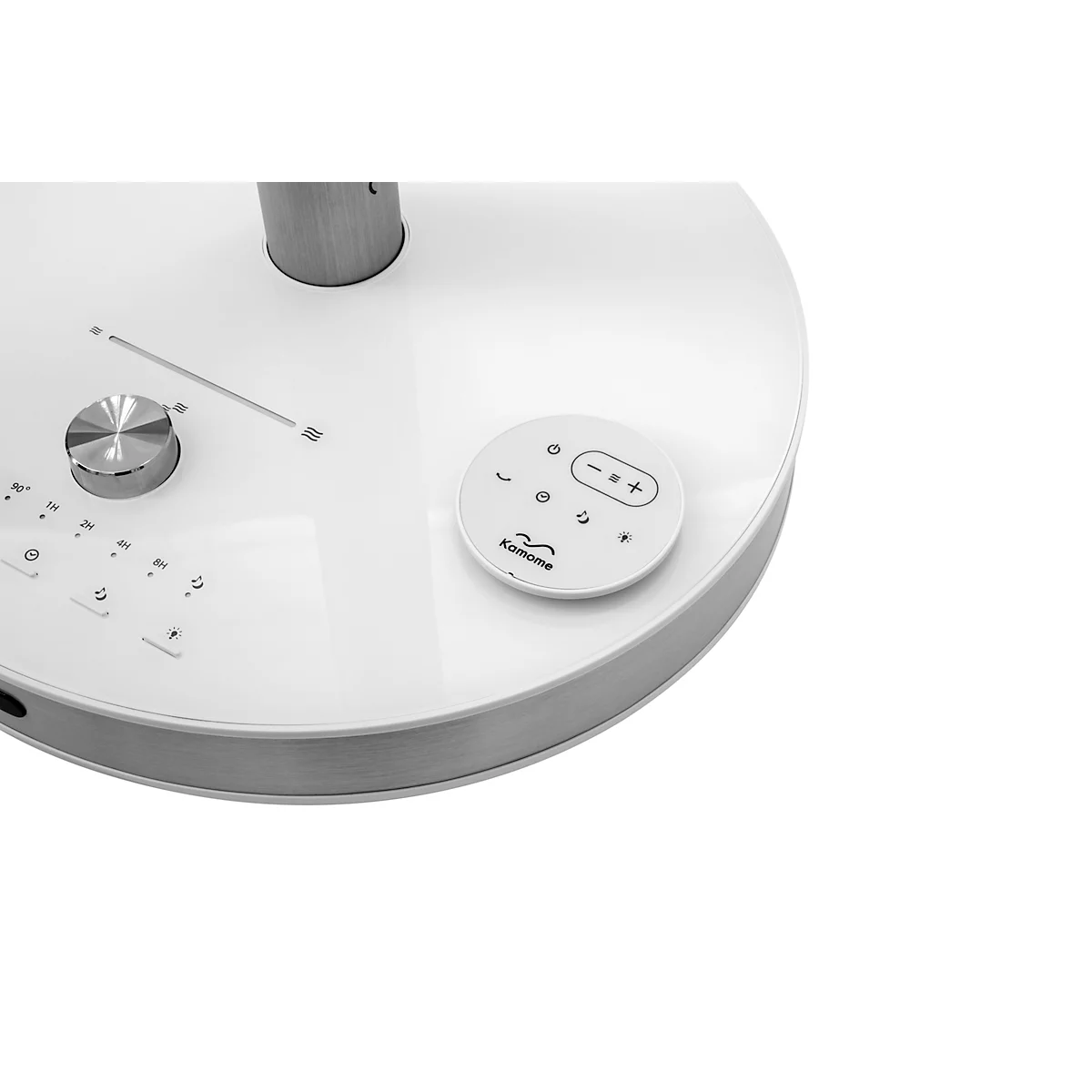 Ventilateur sur pied Kamome Living, avec télécommande, Ø 300 mm, hauteur 570-1000 mm, débit d'air jusqu'à 17 m, blanc/argenté