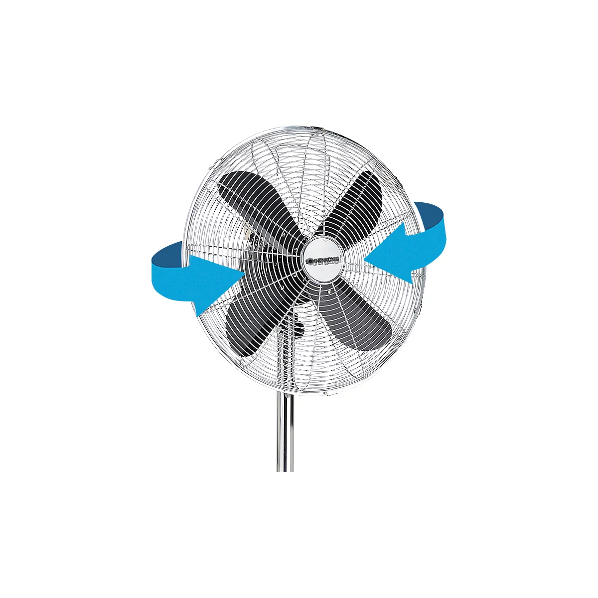 Ventilateur sur pied Metal Black 16 », Ø 400 mm, réglable en hauteur 1020 – 1230 mm,3 vitesses pivotant