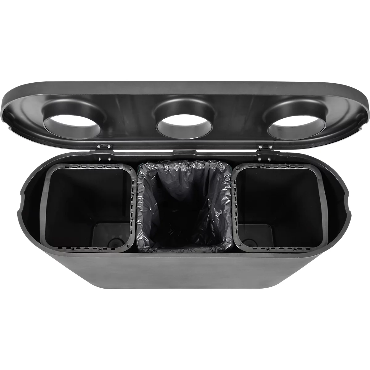 Vepa Bins Afvalsorteersystemen Triomf - HDPE - B 1100 x D 385 x H 755 mm - 3 bakken 45 l - zwart
