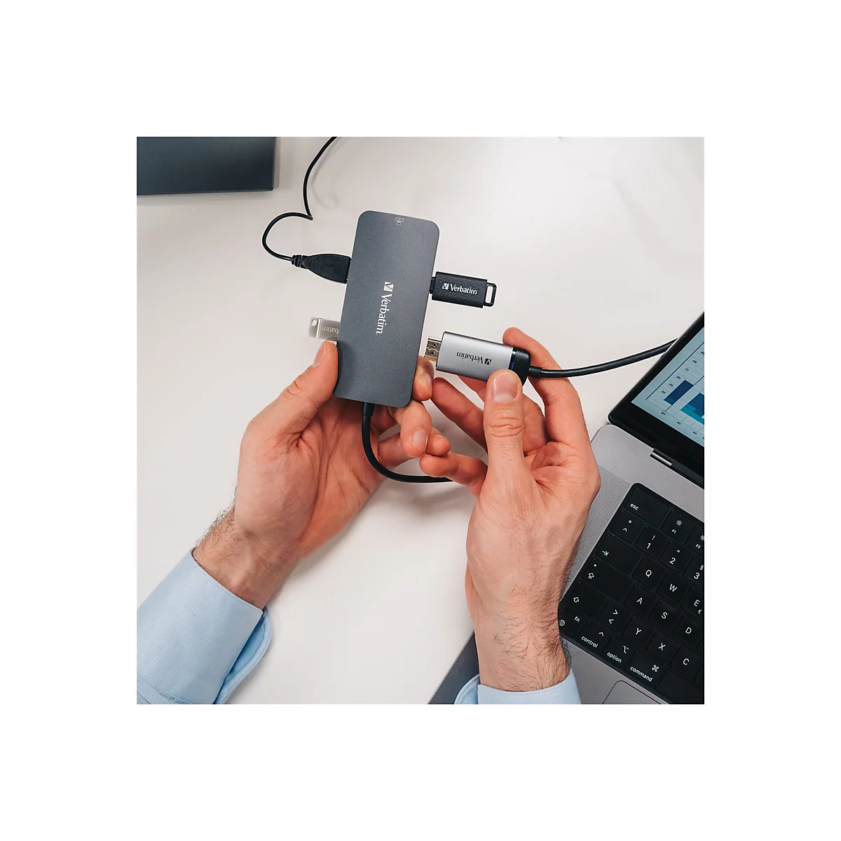 Verbatim CMH 05 - Hub - 1 x HDMI + 1 x USB-C (Spannungsversorgung) + 2 x USB-A 3.2 Gen 1 + 1 x 1 Gigabit Ethernet - Desktop