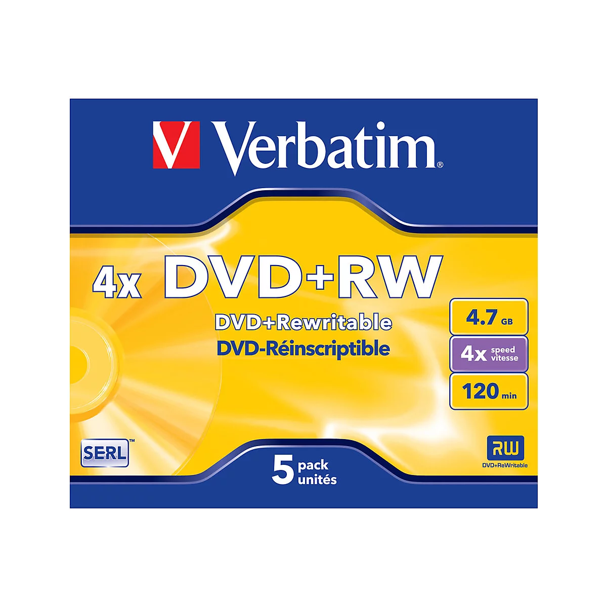 Verbatim DataLifePlus - 5 x DVD+RW - 4.7 GB 4x - Jewel Case (Schachtel)