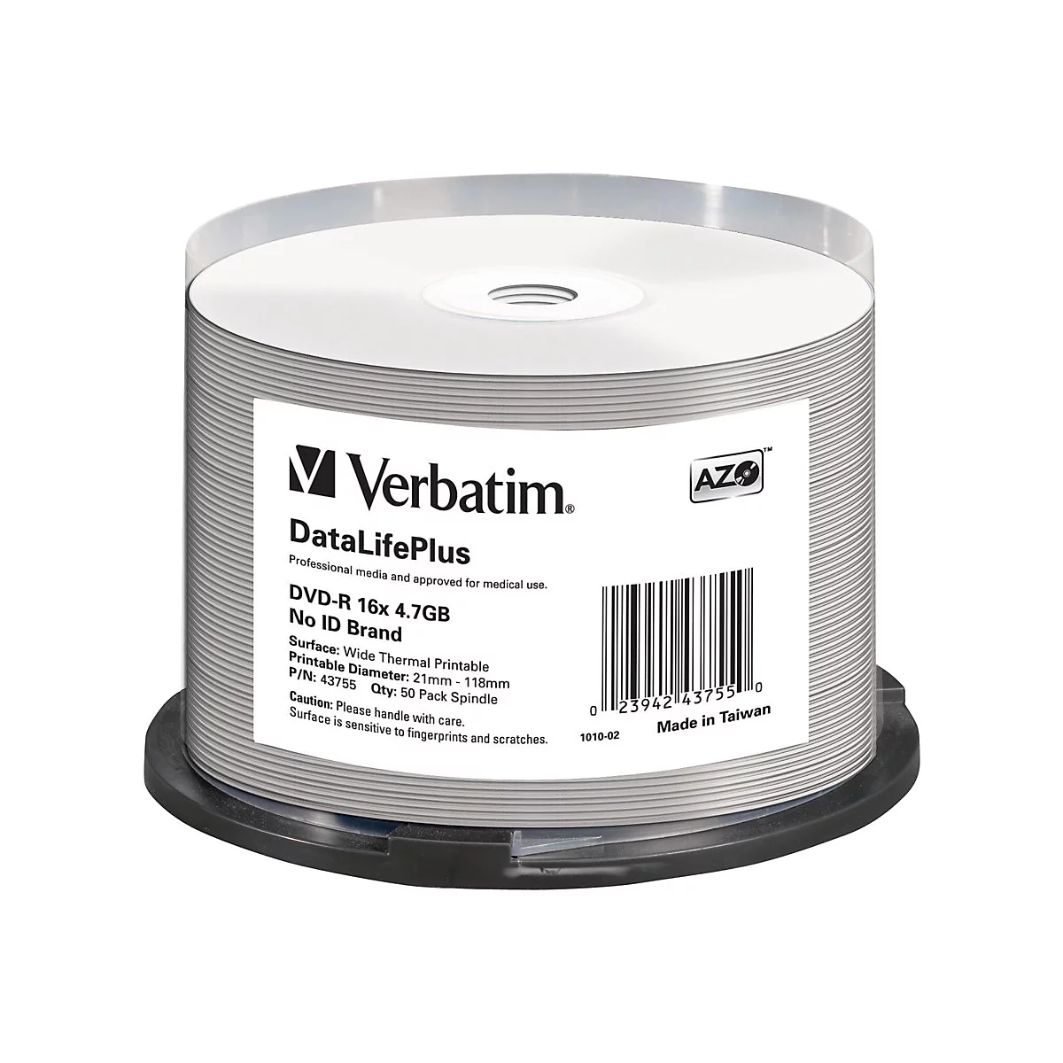 Verbatim DataLifePlus - 50 x DVD-R - 4.7 GB 16x - breite Thermodruckfläche - Spindel