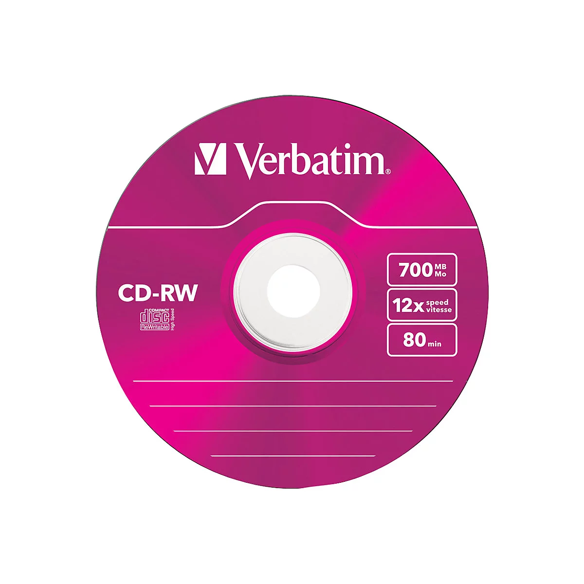Verbatim DataLifePlus Hi-Speed - 5 x CD-RW - 700 MB (80 Min) 8x - 12x - Slim Jewel Case