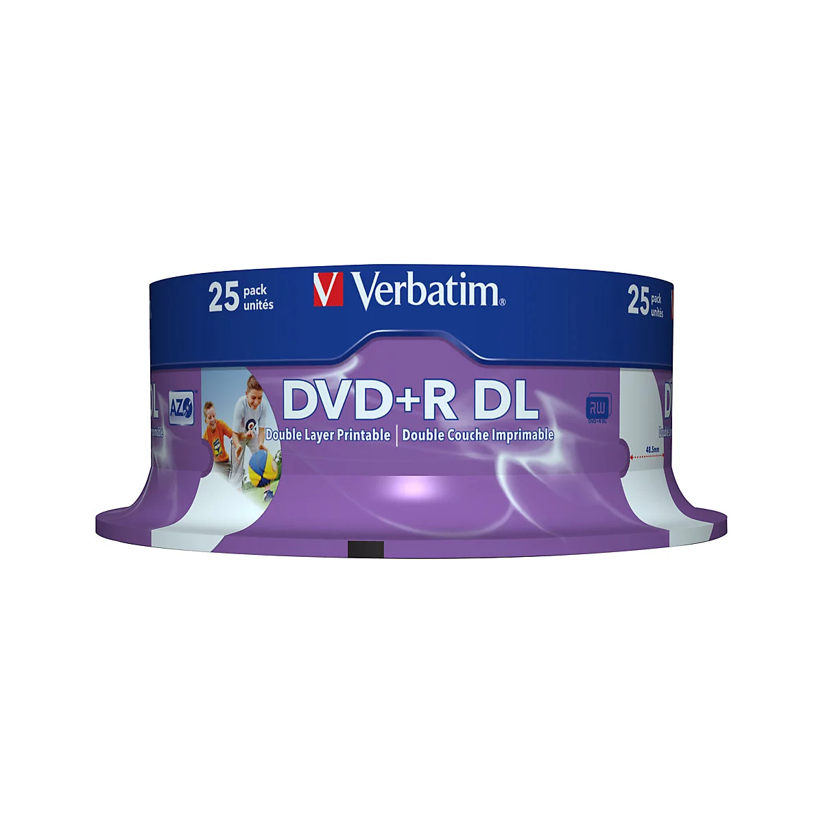 DVD+R DL von Verbatim. Lila Verpackung mit weiÃŸem und blauem Schriftzug.