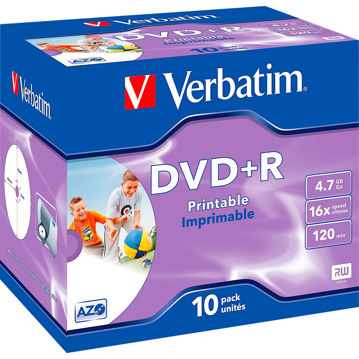 Verbatim® DVD+R, tot 16-voudig, 4,7 GB/120 min, 10 JewelCases