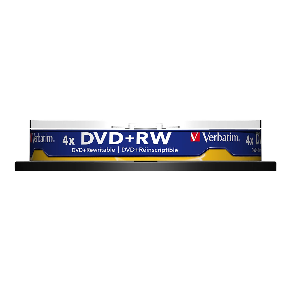 DVD+RW-Rohlinge von Verbatim, Text: 4x DVD+RW. DVD+Rewritable, DVD+RÃ©inscriptible.