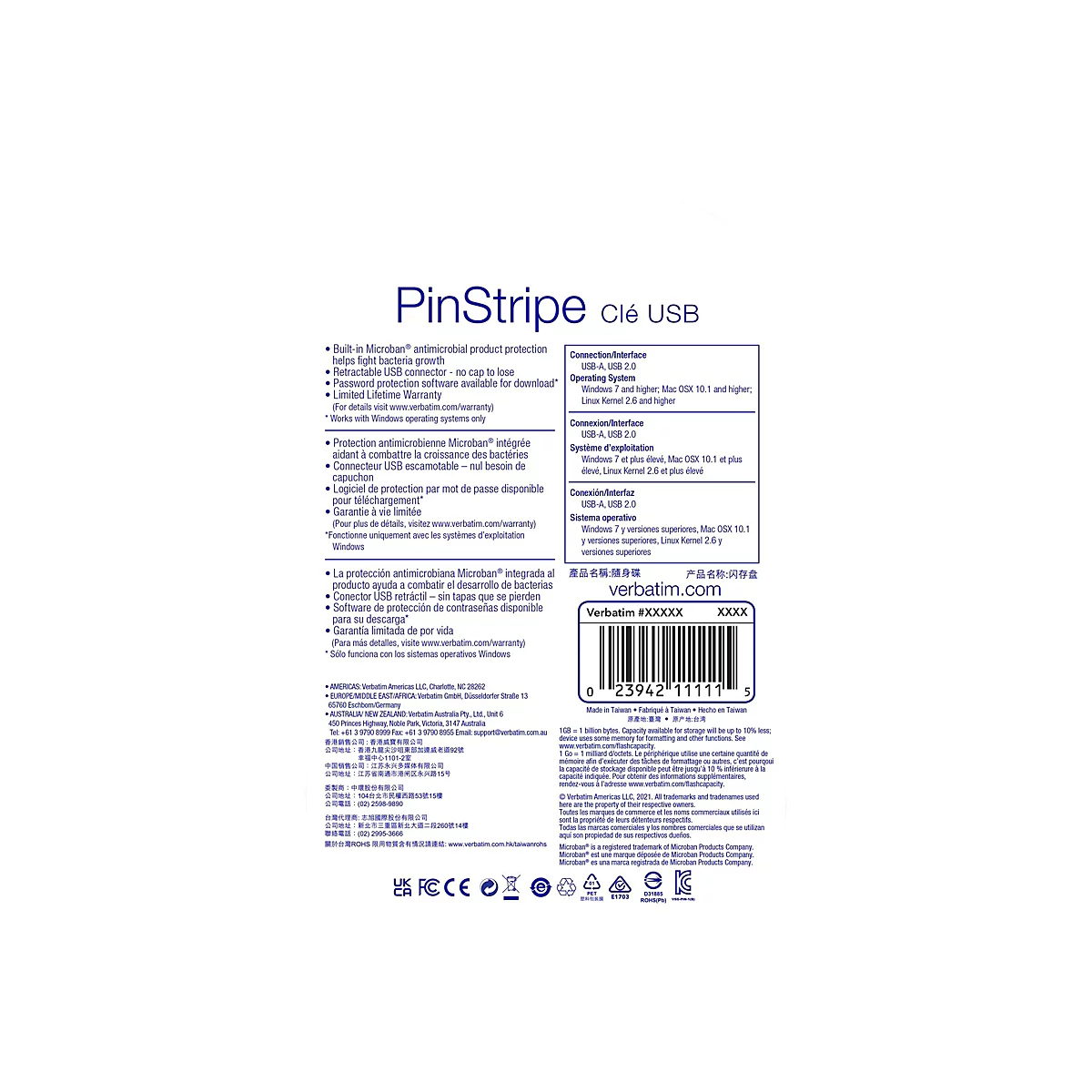 Verbatim PinStripe USB Drive - USB-Flash-Laufwerk - 128 GB